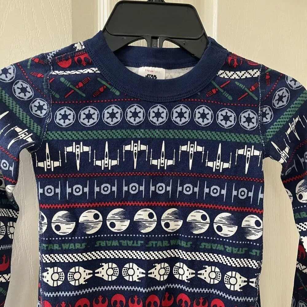 Hanna Andersson Star Wars Holiday Fair Isle 2-Pc Long John Pajamas Size 110 US 5